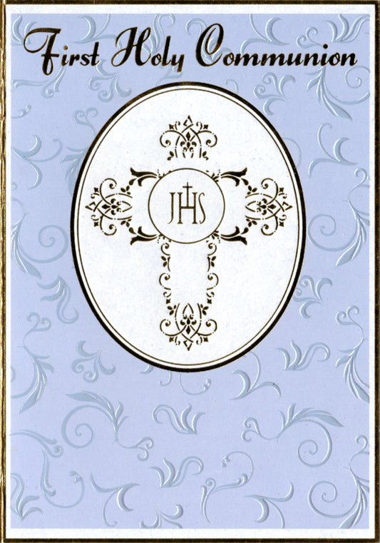 Gold cross- General communion greeting card. Retail $2.99.  Inside: With warmest wishes to you on this special day... | 8074 | 255397