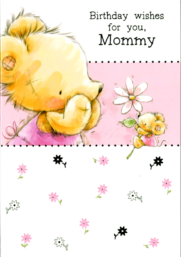 Little bear with Daisy- Mother family birthday card. Retail $2.59. Inside: Sending you lots of love and hugs to someone very special... | 5198 | 255459