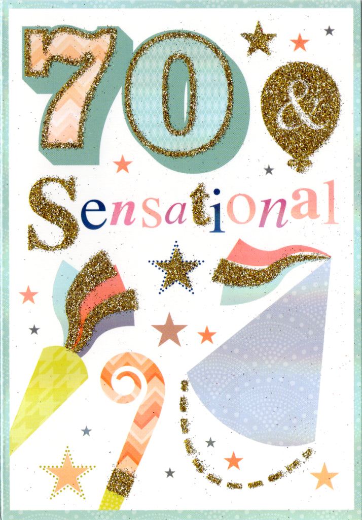 Colorful- 70th age general birthday card. Retail $3.49. Inside: The world has been blessed by such an amazing person... | 8722 | 255505