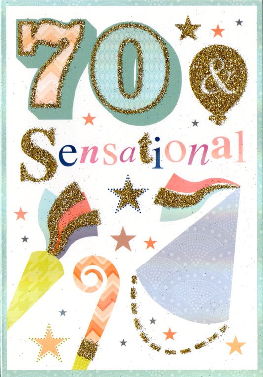 Colorful- 70th age general birthday card. Retail $3.49. Inside: The world has been blessed by such an amazing person... | 8722 | 255505