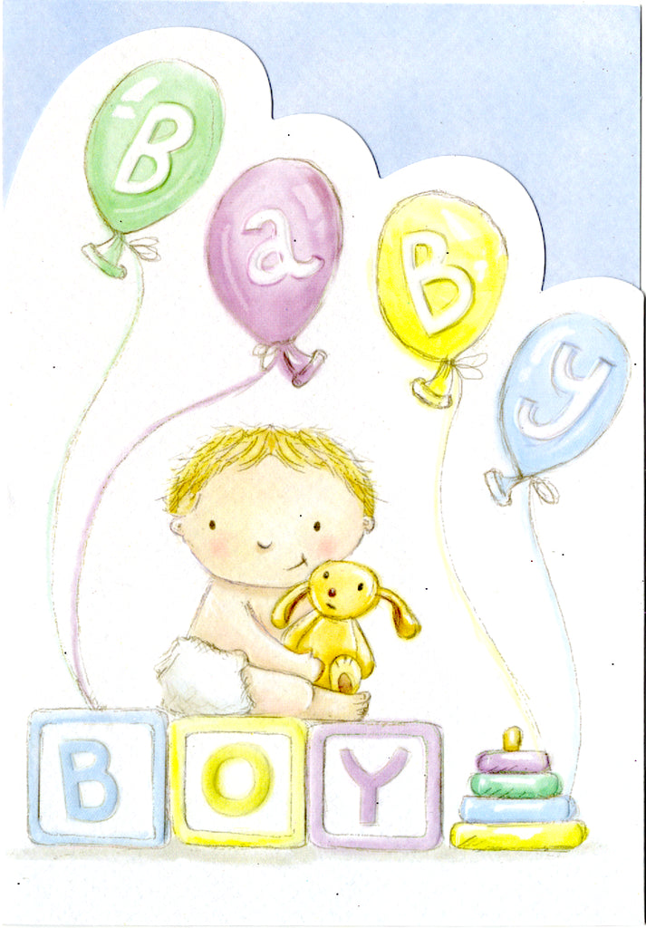 BABY BOY ON BLOCKS and BALLOONS Retail $2.99 Inside: New dreams to dream... 5x7 Greeting Card | 5142 | 255517