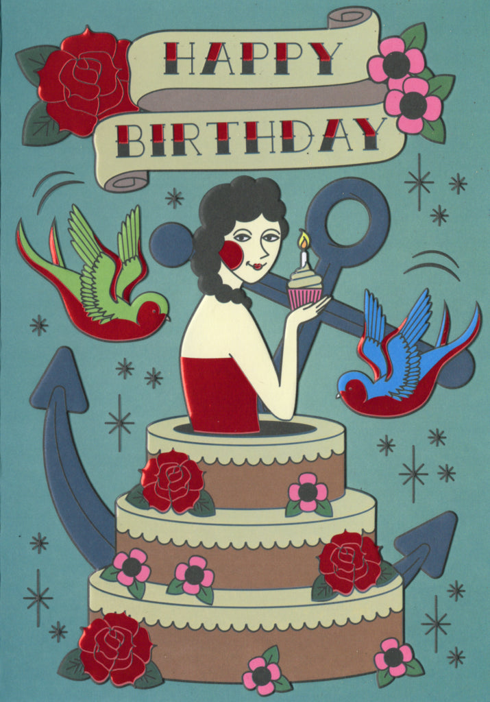 CAKE TATTOO - MALE BDAY 5x7 Greeting Card | 8240 | 255539
