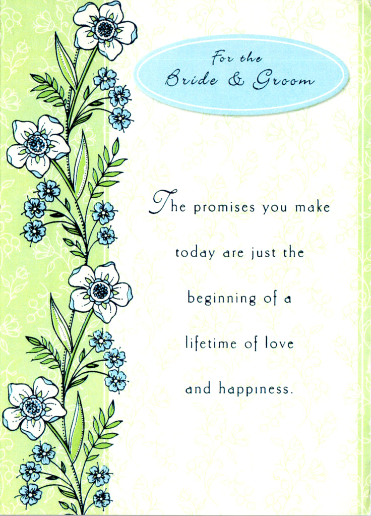 BLUE and GREEN FLORAL WEDDING 5x7 Greeting Card | 5566 | 255565