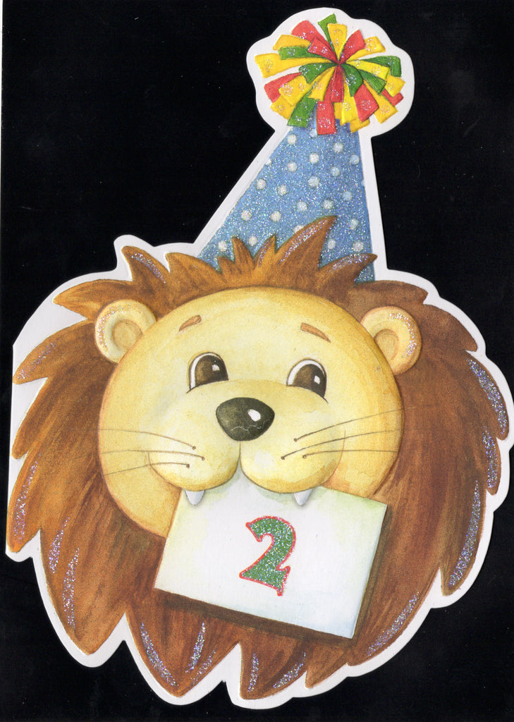 Age 2 Lion themed birthday card by Carol Wilson. Inside; With a roar and a big woo-hoo! Happy Birthday #2! Retail $3.95. | CG1700 | 255580