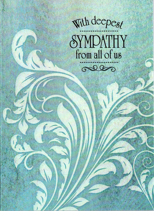 Blue scroll- Sympathy from all greeting card. Retail $3.99.  Inside: We are thinking of you during this difficult time... | 5779 | 255628