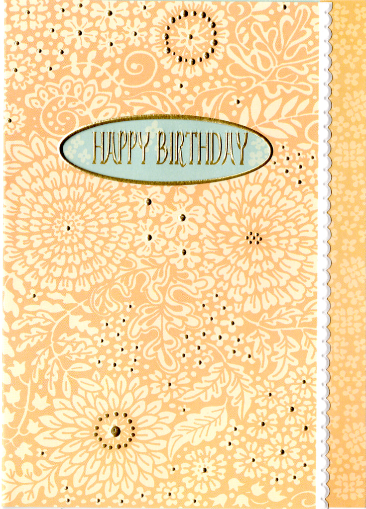 Orange and white paisley patterned embossed die cut general birthday greeting card by Carol Wilson. Inside: Have a fabulous day! Retail $3.50 | CG1430 | 255691