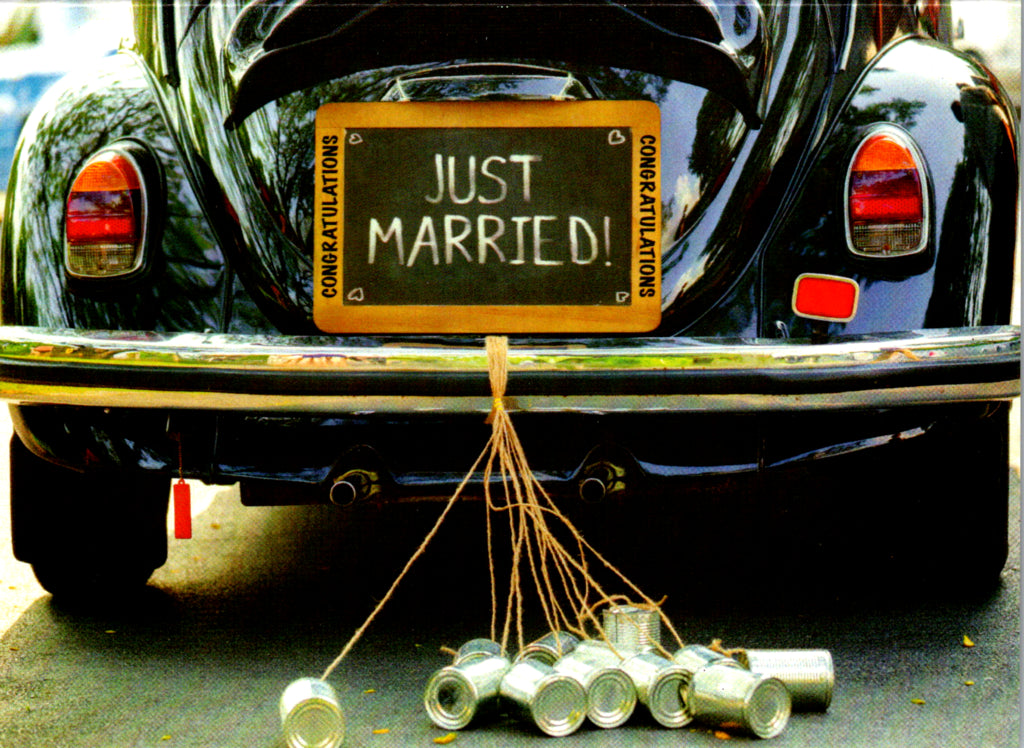 BLACK CAR and CANS JUST MARRIED 5x7 Greeting Card | 6852 | 255737