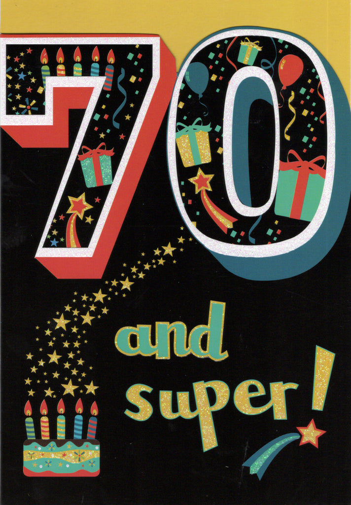 Large black number- 70th age general birthday card. Retail $2.99. Inside: ...even after all these years!... | 4941 | 255798