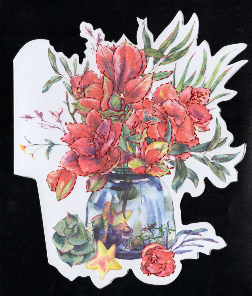 Blue glass bouquet birthday card by Carol Wilson. Inside: Take pleasure in every minute of your special day! Happy Birthday! Retail $4.99 | CRGN7004 | 255831
