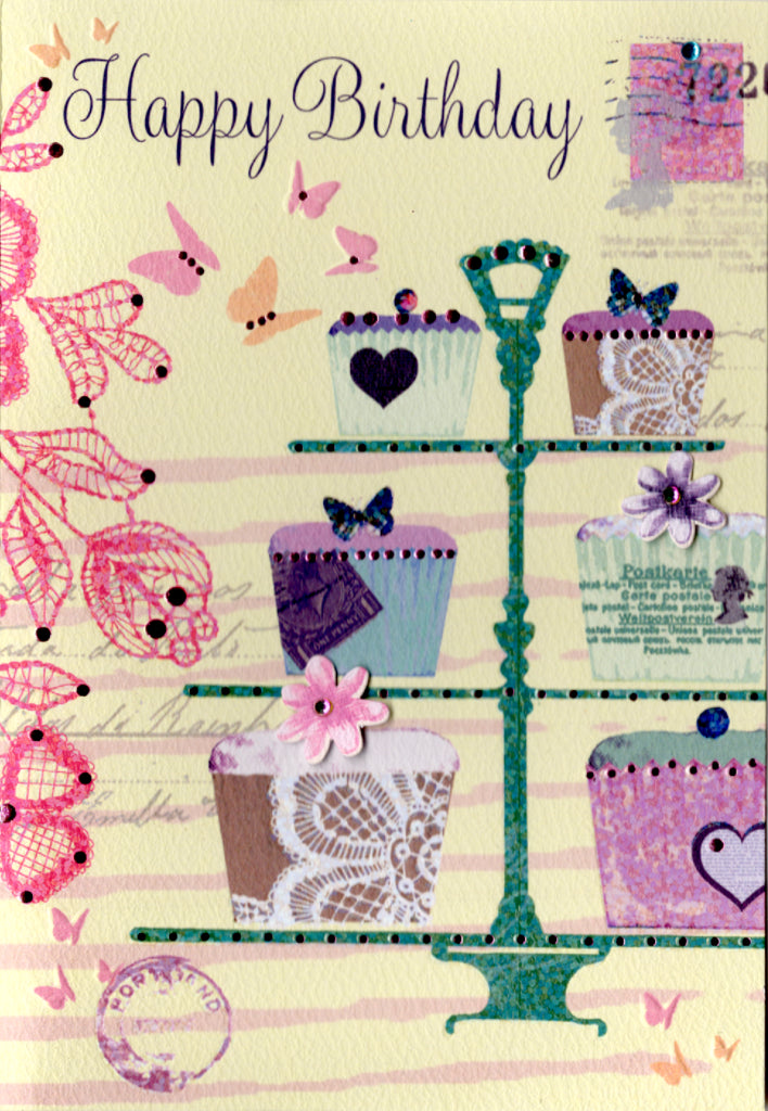 Cupcake stand- Female birthday Greeting Card. Retail $3.49. Inside: To you with love. | PC-CA08 | 255849