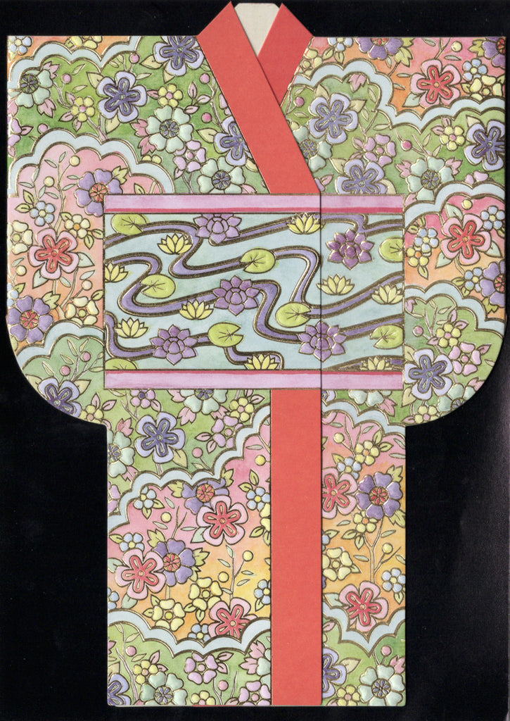 Classic Carol Wilson Fine Arts Kimono embossed die cut foiled general birthday greeting card. Inside: Beautiful women have no age. Retail $4.99 | CG1248 | 255856