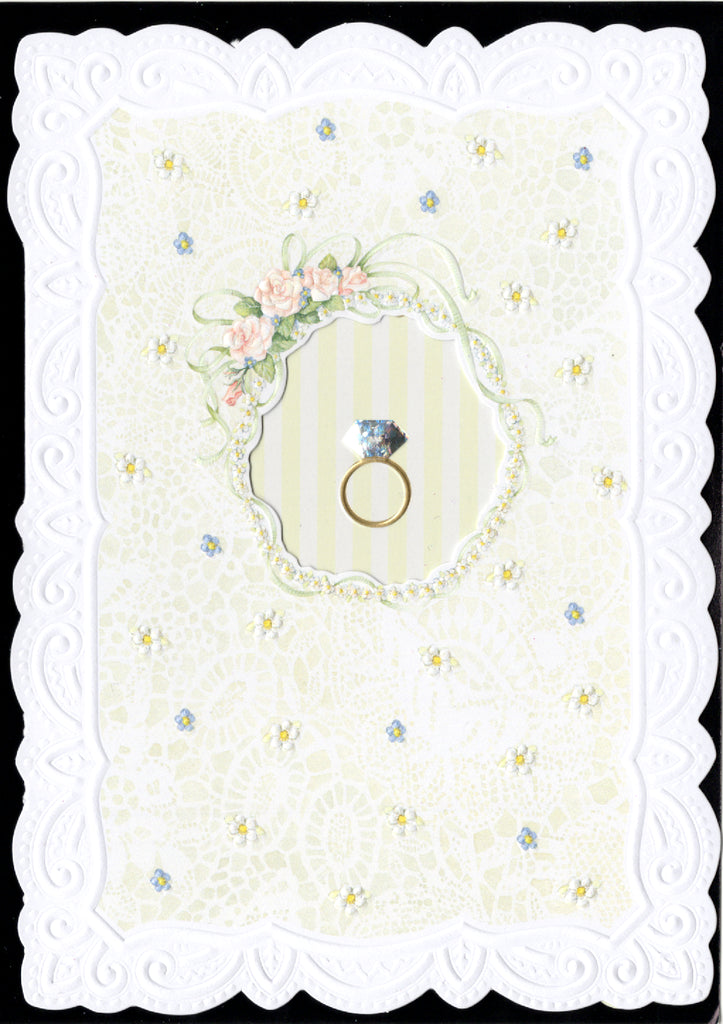 Wedding diamond ring embossed die cut greeting card by Carol Wilson. Retail $4.99 Inside: Wishing you a lifetime of love and happiness. Congratulations! | CG1200 | 255857