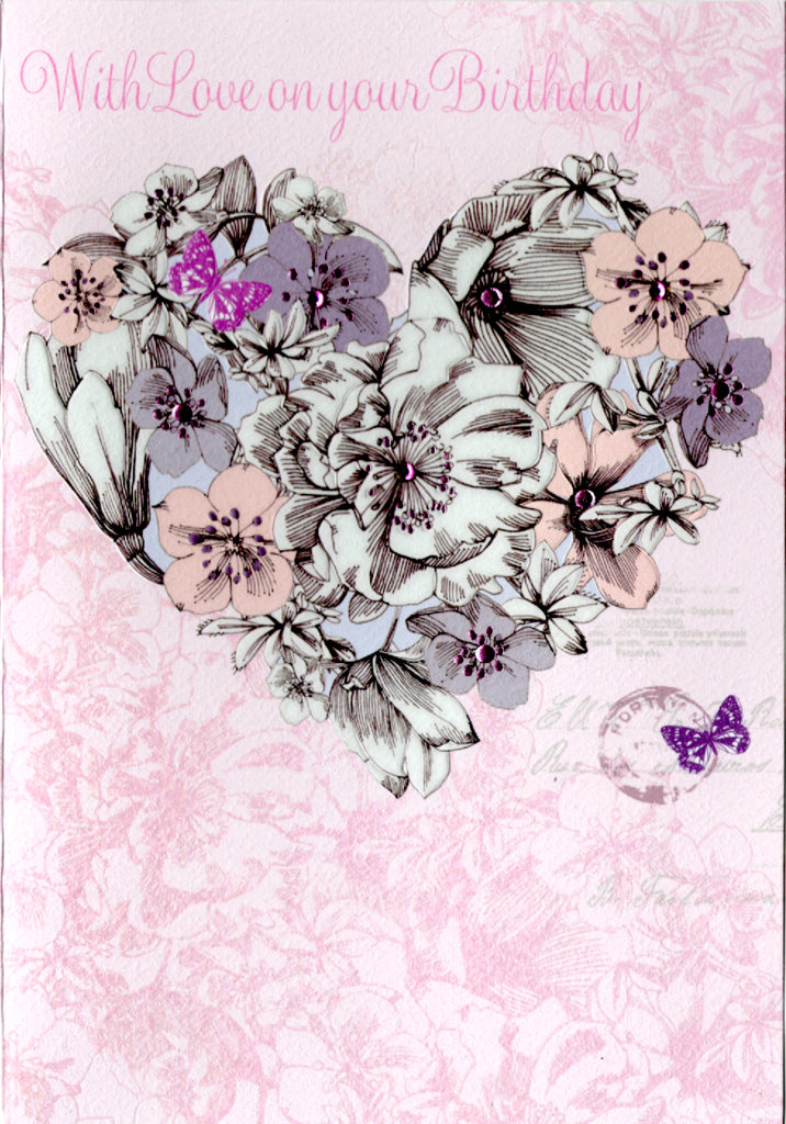 Flower heart- Female birthday Greeting Card. Retail $3.49. Inside: Find pleasure in every wonderful moment. | PC-CA03 | 255864