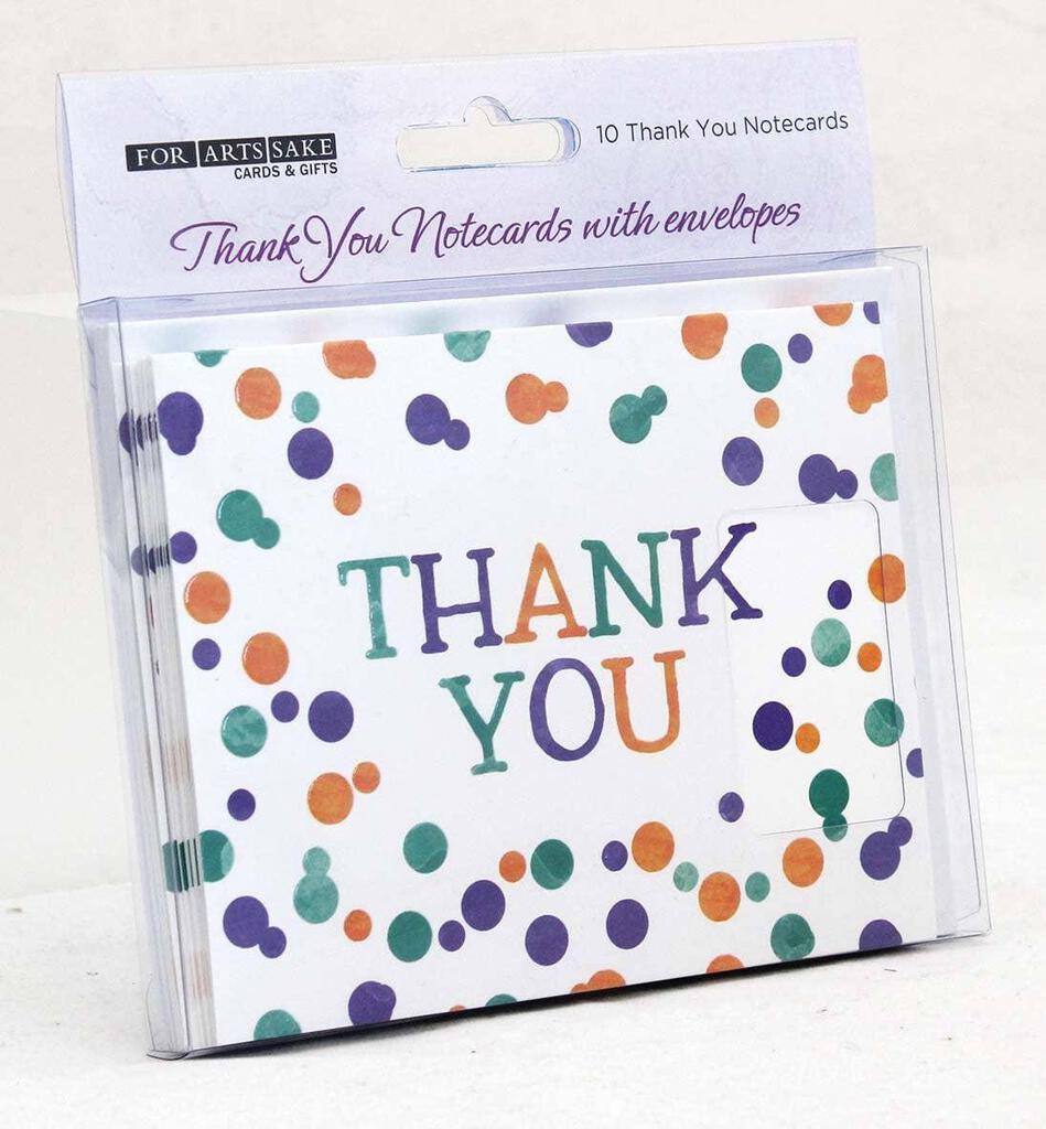 For Arts Sake Colorful Confetti Spots Gift Thank You 4x5 Blank Cards Boxed Notecard Set With 10 Envelopes. BTY0010 | 255922