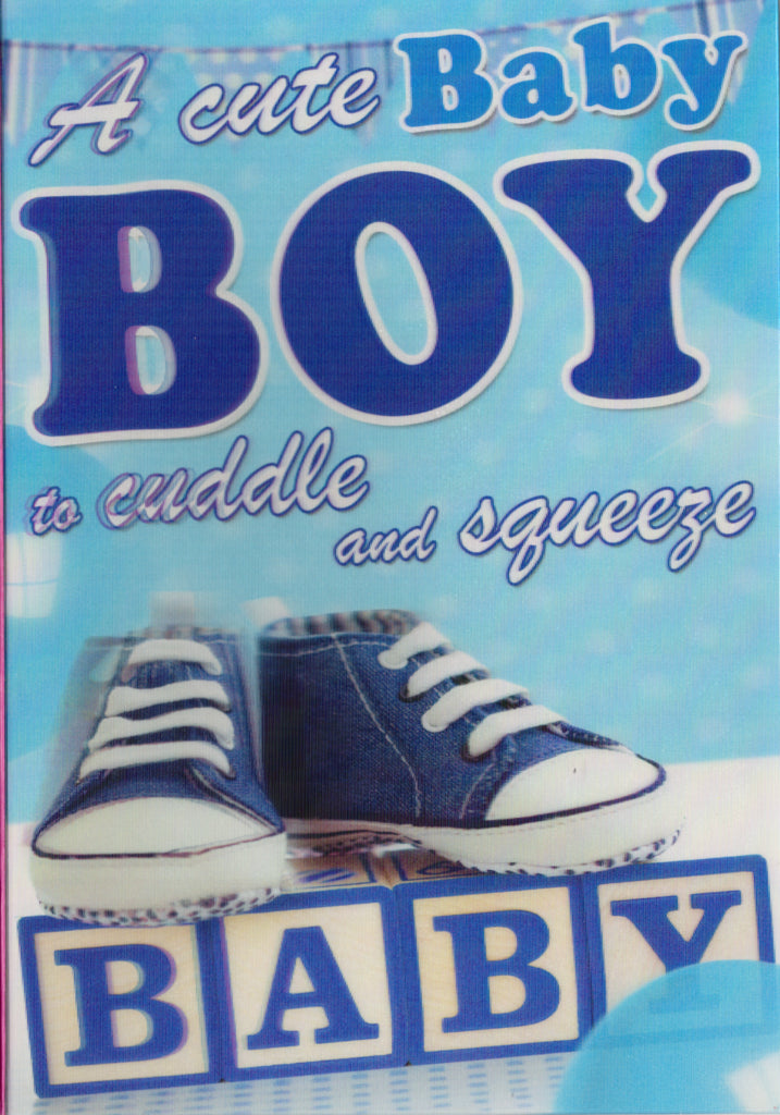 3D Blue baby booties Blank Greeting Card Retail $3.99. Inside: Blank | 6397 | 255933