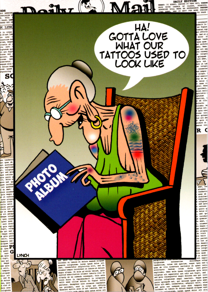 Tattoo Humor Birthday by Mark Lynch- Retail $3.90 Inside: Blank 5x7 Greeting Card | 7994 | 255974