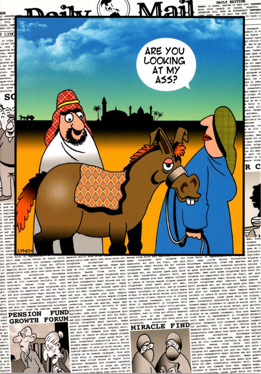 Donkey Humor Birthday by Mark Lynch- Retail $3.90 Inside: Or are you just happy to see me? Happy Birthday 5x7 Greeting Card | 8357 | 256014