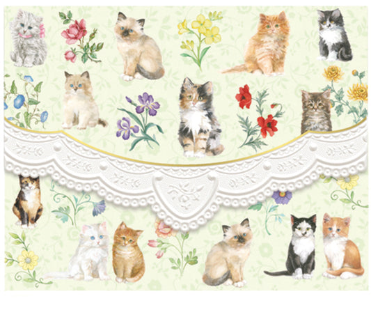 Kittens Cats Portfolio Boxed Note Cards by Carol Wilson. 10 embossed 4x5 Die-Cut Notecards and Matching Envelopes in Decorative Gift Box with Magnetic Flap. NCP2371