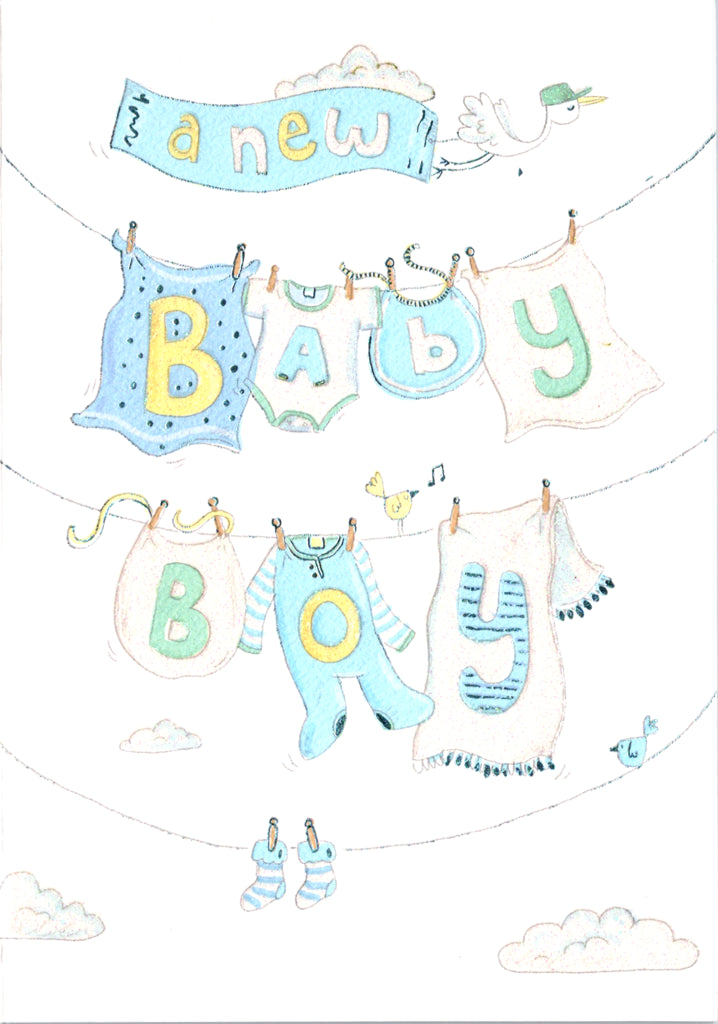 BABY BOY Clothesline Retail $3.99 Inside: He'll fill your lives with love... 5x7 Greeting Card | 5842 | 256162