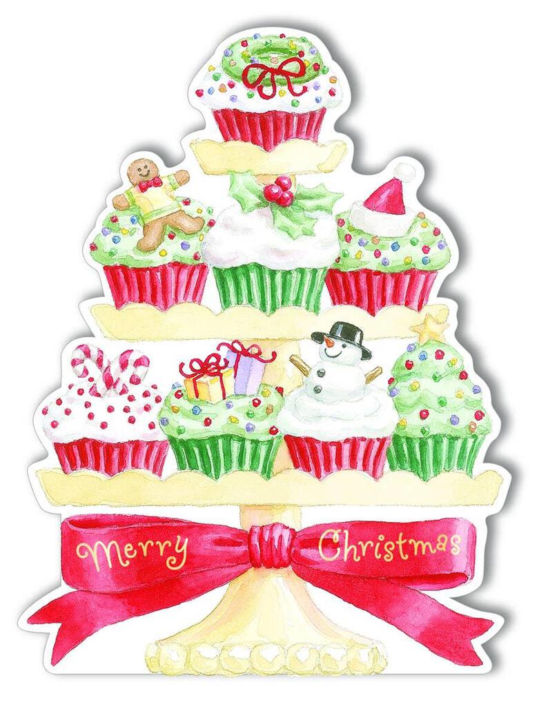 TIERED CUPCAKES boxed Christmas greeting cards by Carol Wilson. Inside: May your heart and home be filled with all the joys of the season. 10 cards/10 envelopes. | CRGBX206 | 256179