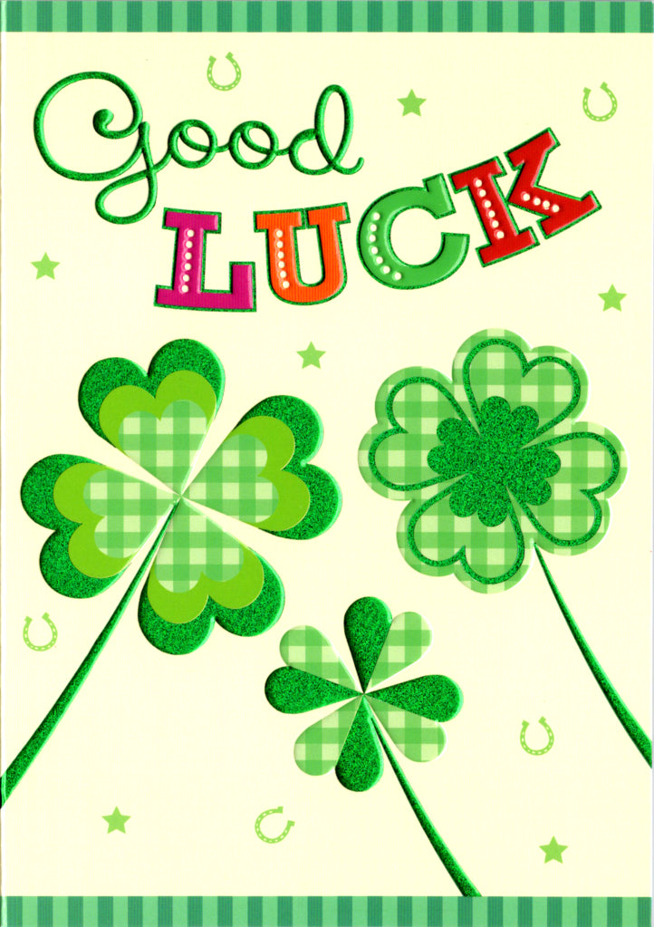 Clover patch- Good luck greeting card. Retail $2.99.  Inside: Wishing you good luck and prosperity in your future venture! | 8452 | 256219