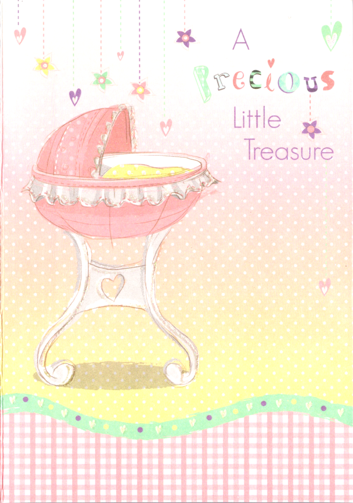 PINK CRIB - BABY GIRL Retail $2.59 Inside: Congratulations on your new baby girl. 5x7 Greeting Card | 4794 | 256230