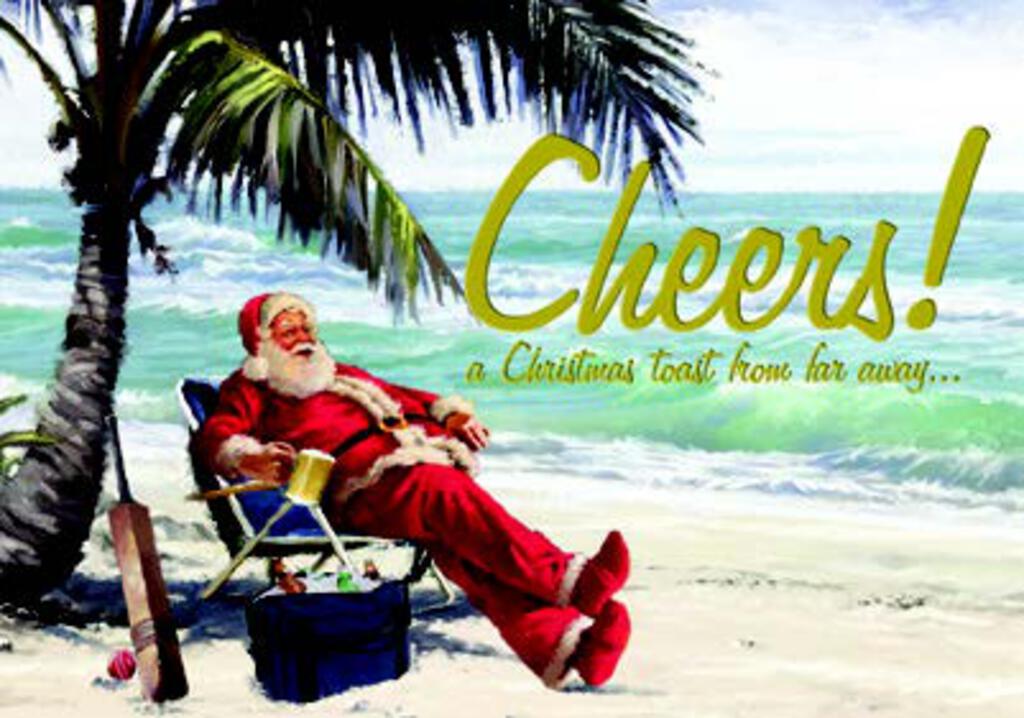 CHRISTMAS CARD-SANTA ON BEACH Retail $2.59 Inside: May all your Christmases be warm... | XC04617A | 256965