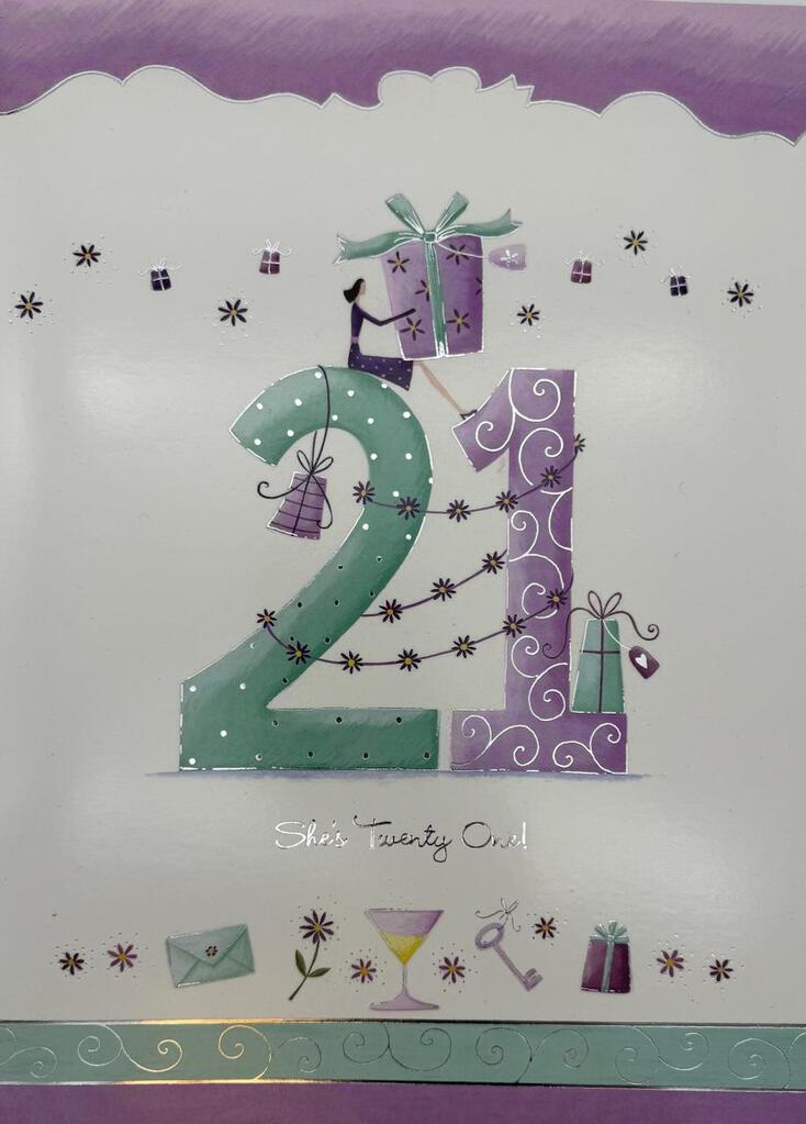 Shes Twenty One 21 Birthday 10x14 Giant Greeting Card | 5630 | 257349