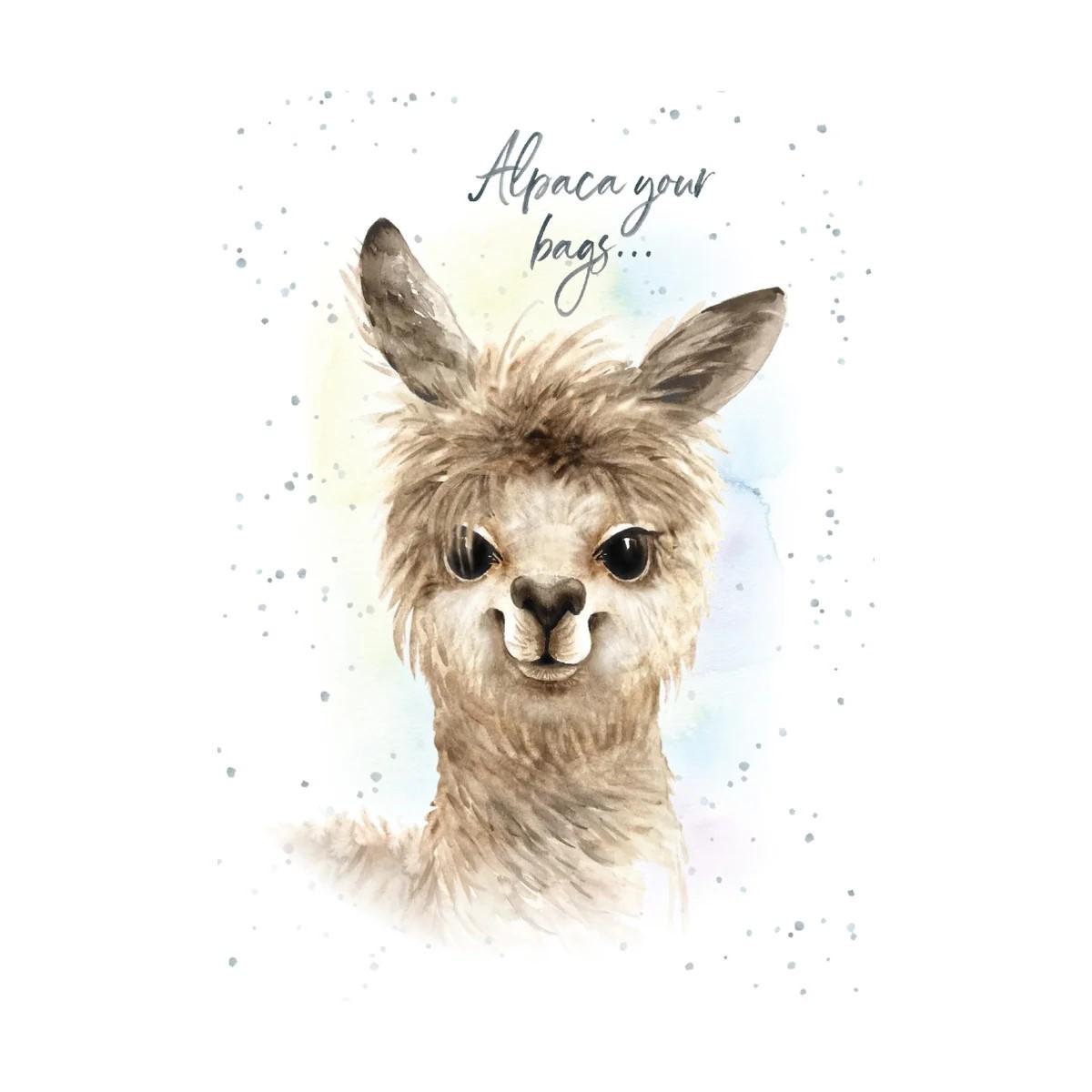 Hopper Cards-Alpaca your bags- New home. Retail $5.00. Dimensions: 5x7 INSIDE: it's time for a new home! | HOP0076 | 257639