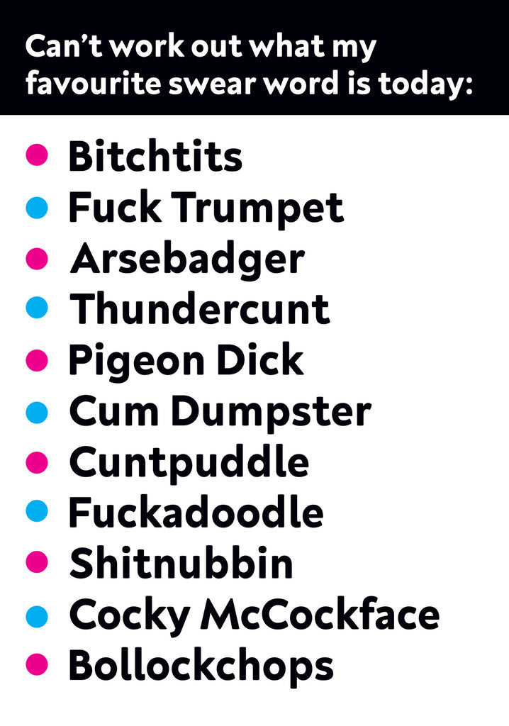 Dean Morris Favourite Swear Word Today Funny Greeting Card 5x7 RAN49 | 259815