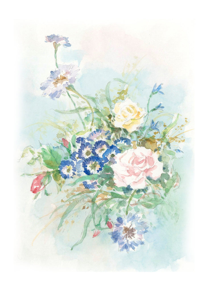 Carols Rose Garden Spring Bouquet Flower Watercolor Greeting Card 5x7 H-MFL113 | 1816 | 260085