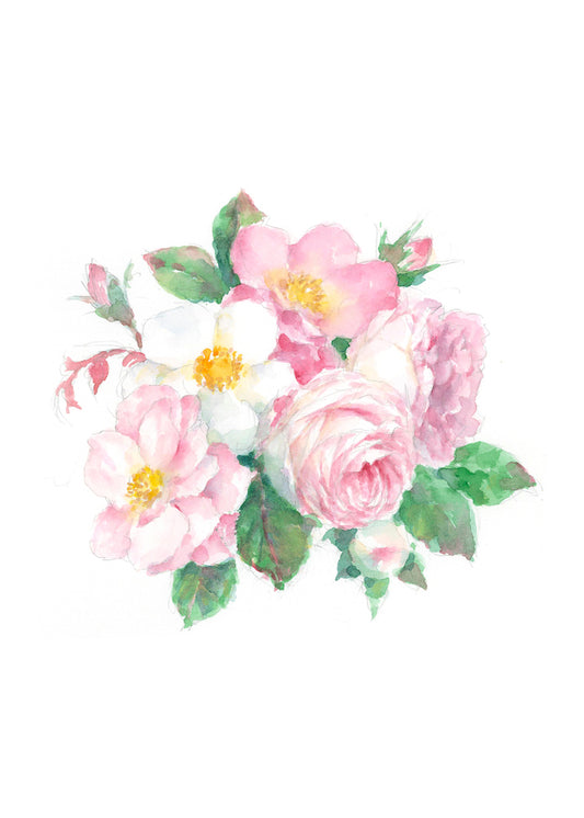 Carols Rose Garden Pink Dog Rose Flower Watercolor Greeting Card 5x7 H-ROS137 | 1827 | 260096