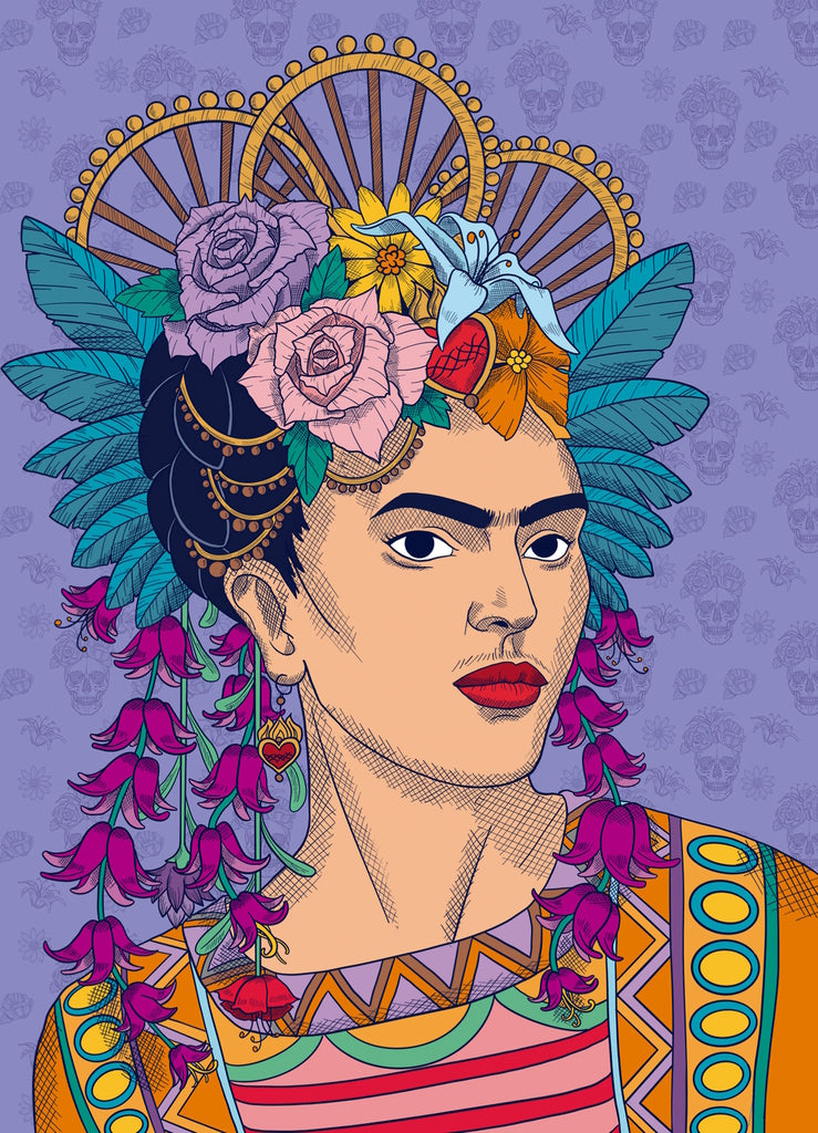 Frida Kahlo Purple Portrait Premium Felt Paper Blank Greeting Card 5x7 | 1009 | 260114