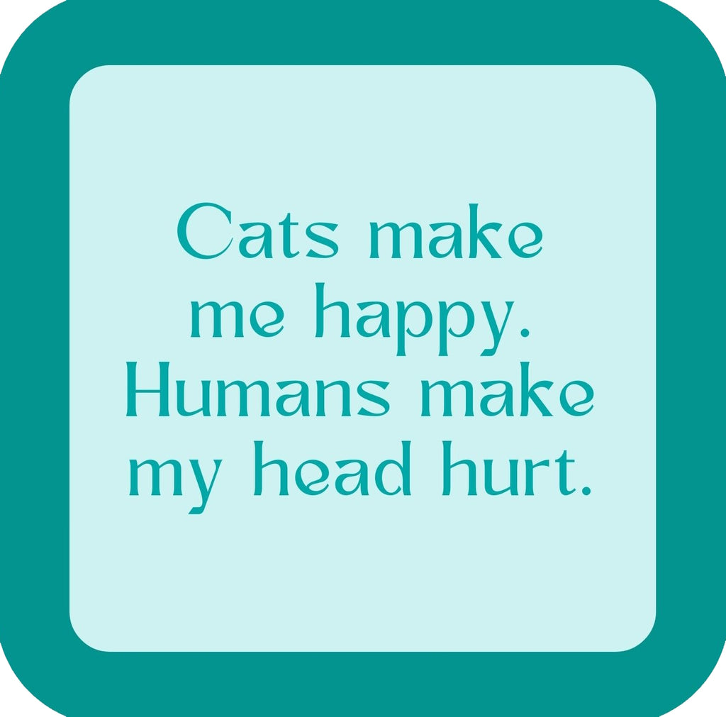 Cats Make Me Happy Premium Drink Coaster Resin With Cork Backing | 58510 | 260185 260185