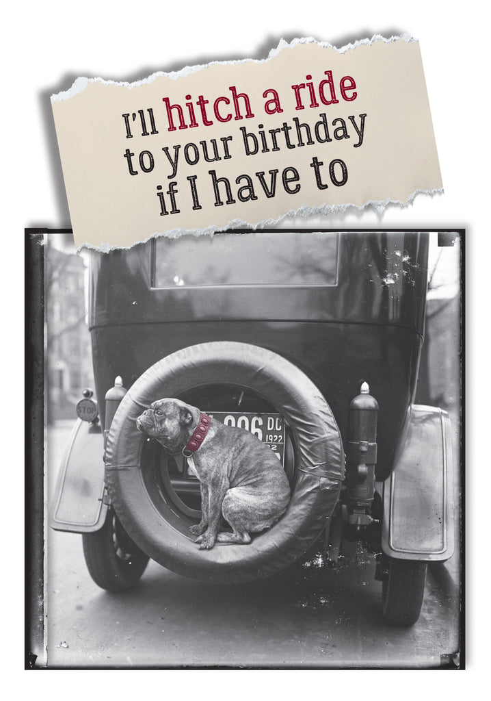 I'll Hitch A Ride To Your Birthday Dog Free Ride Vintage Car Greeting Card 5x7 TROU0009 | 2003 | 260459