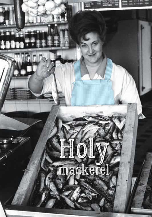 Holy Mackerel Woman Selling Fish Vintage Photo Birthday Greeting Card 5x7 | 2012 | 260468