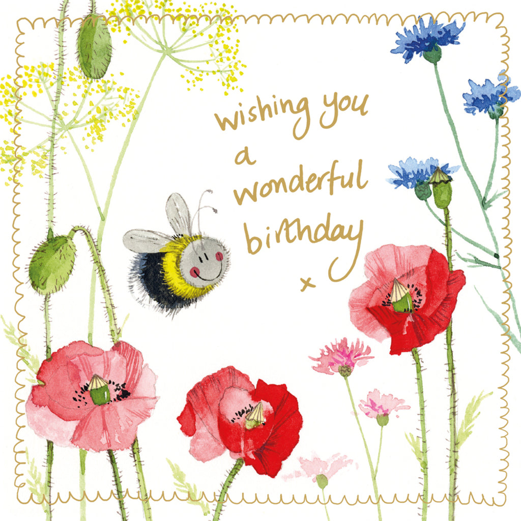 ALEX CLARK BEES AND POPPIES SPARKLE CARD S521 | 260878