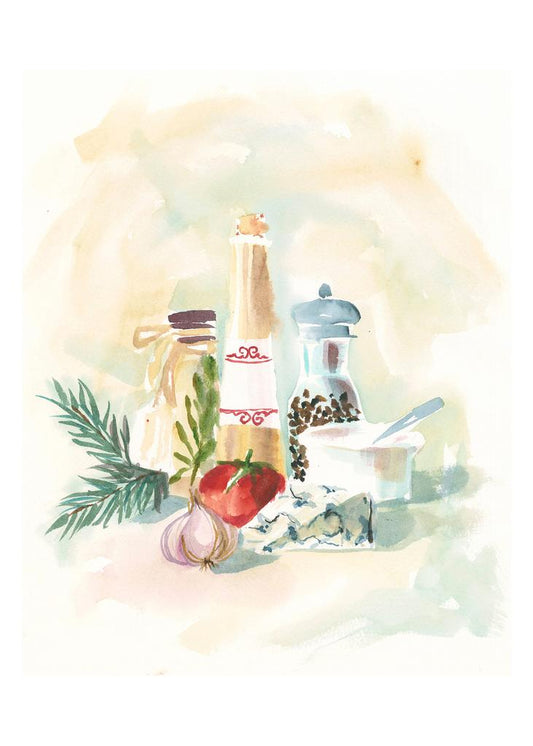 Carols Rose Garden Kitchen Essentials Food Cooking Watercolor Box of 10 Note Cards 4x5 H-FOD037 | 1787-4x5 | 261023