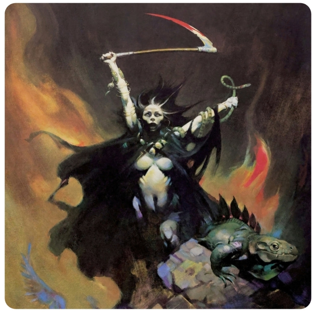 Frank Frazetta Woman with Scythe Coaster Premium Drink Coaster Resin With Cork Backing 261803 1850 261803