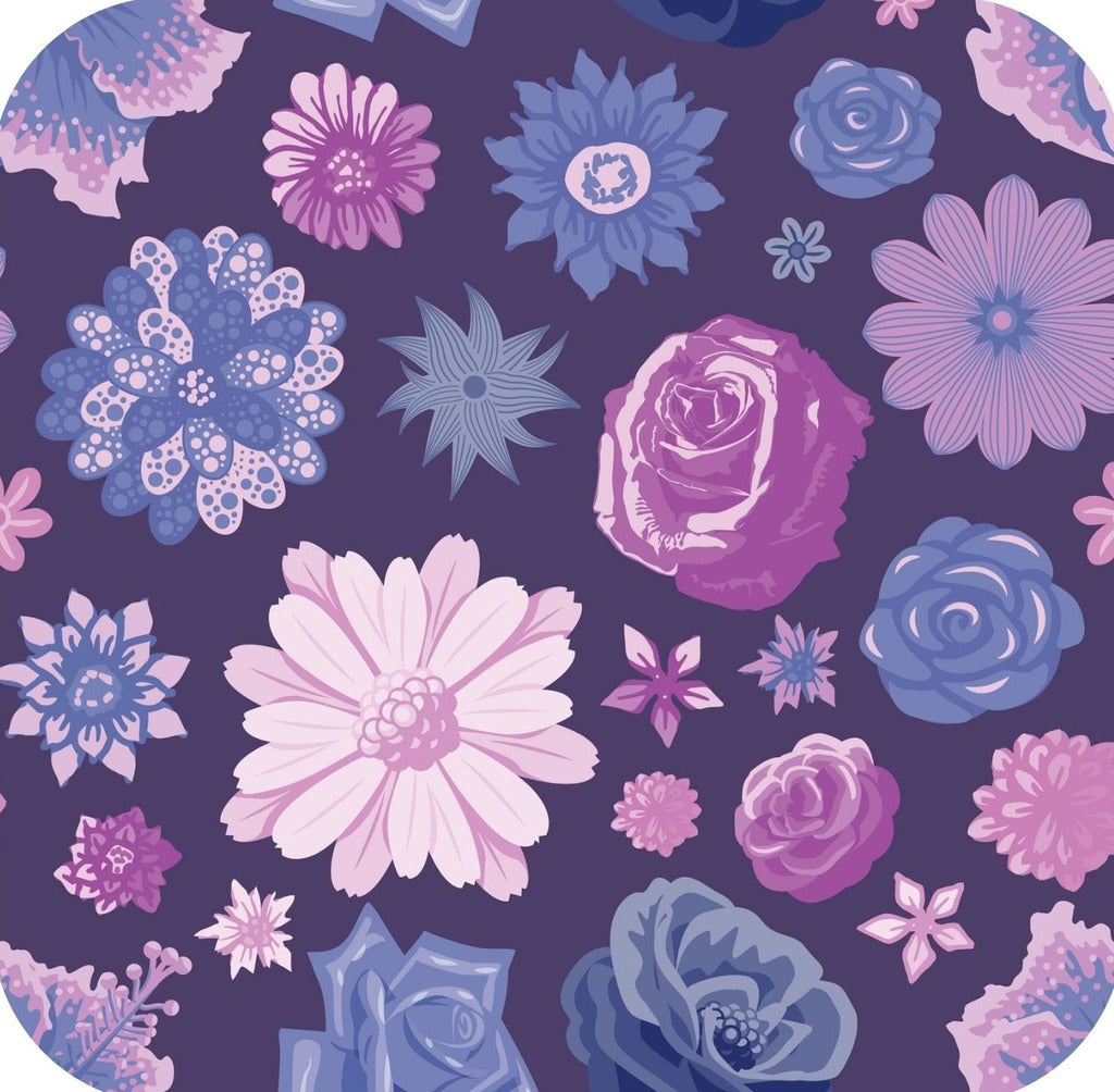 Purple And Pink Rose Print V2 Premium Drink Coaster Resin With Cork Backing 261918 74903 261918