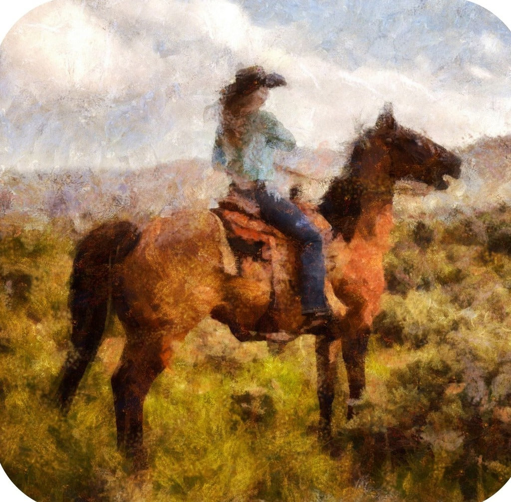 Ranch Life Cowboys And Horses Rodeo V2 Premium Drink Coaster Resin With Cork Backing 261941 74926 261941