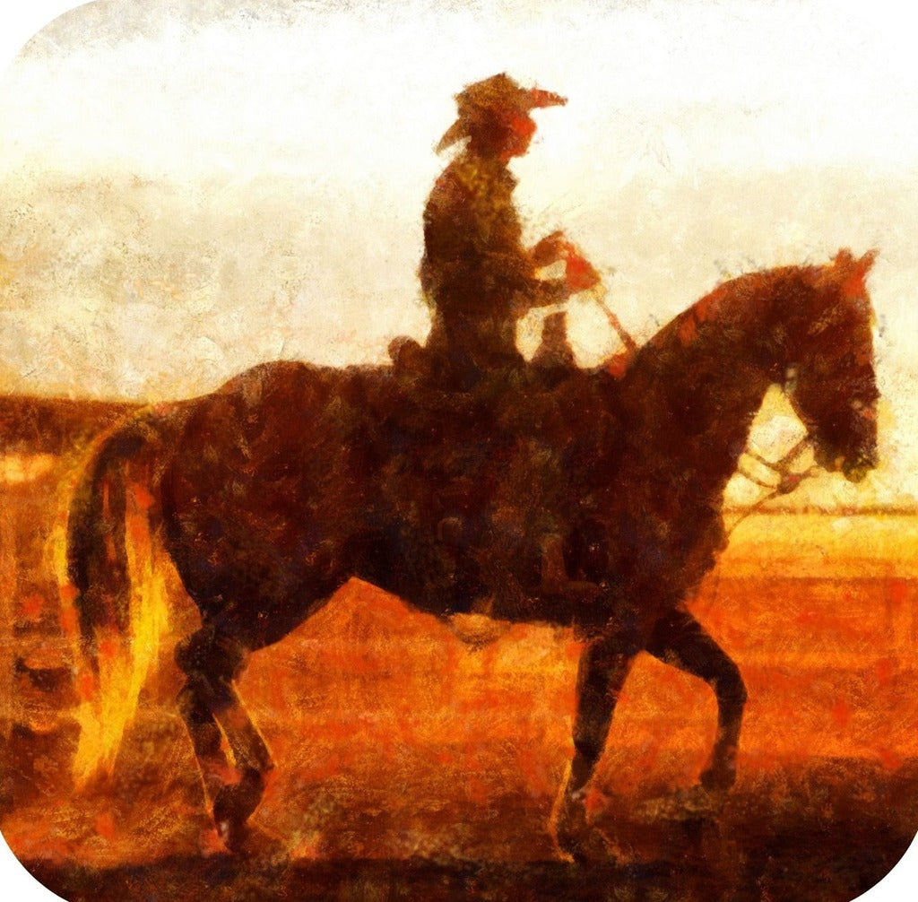 Ranch Life Cowboys And Horses Rodeo V3 Premium Drink Coaster Resin With Cork Backing 261942 74927 261942