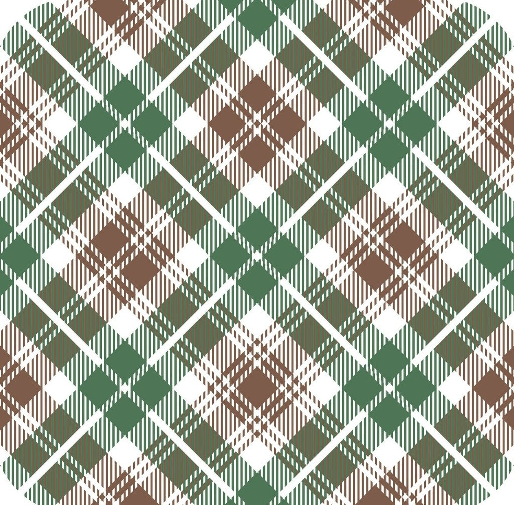 Tartan Plaid Green And Brown Premium Drink Coaster Resin With Cork Backing 261949 74934 261949