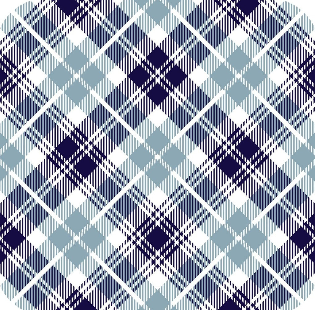 Tartan Plaid Grey And Navy Premium Drink Coaster Resin With Cork Backing 261950 74935 261950