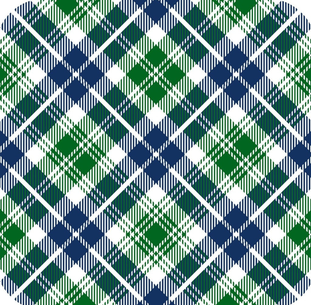 Tartan Plaid Green And Navy Premium Drink Coaster Resin With Cork Backing 261951 74936 261951