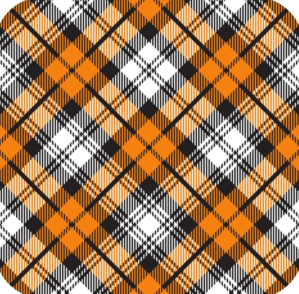 Tartan Plaid Orange And Navy Premium Drink Coaster Resin With Cork Backing 261952 74937 261952