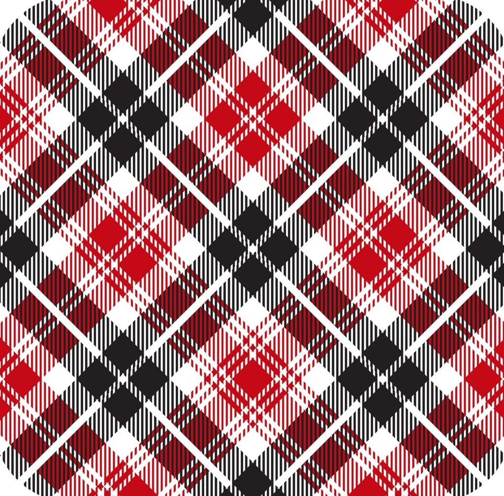 Tartan Plaid Red And Black Premium Drink Coaster Resin With Cork Backing 261953 74938 261953
