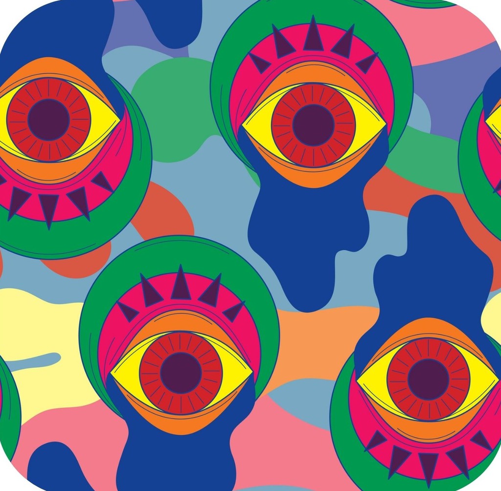 Trippy Drippy Hippie All Seeing Eye Pastel Camo Premium Drink Coaster Resin With Cork Backing 261958 74943 261958