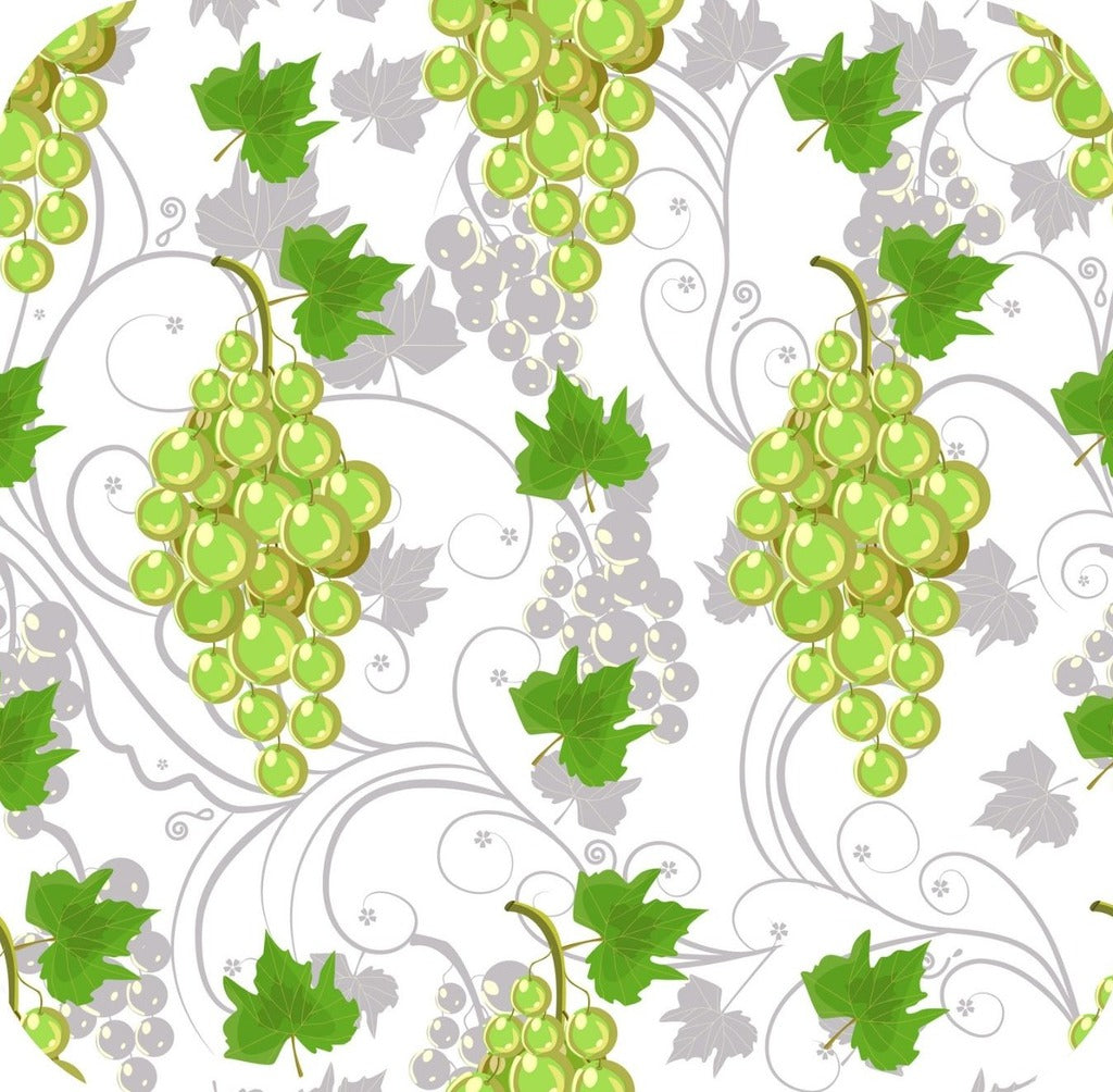 Grapes And Filigree White Green And Grey Premium Drink Coaster Resin With Cork Backing 261980 74965 261980