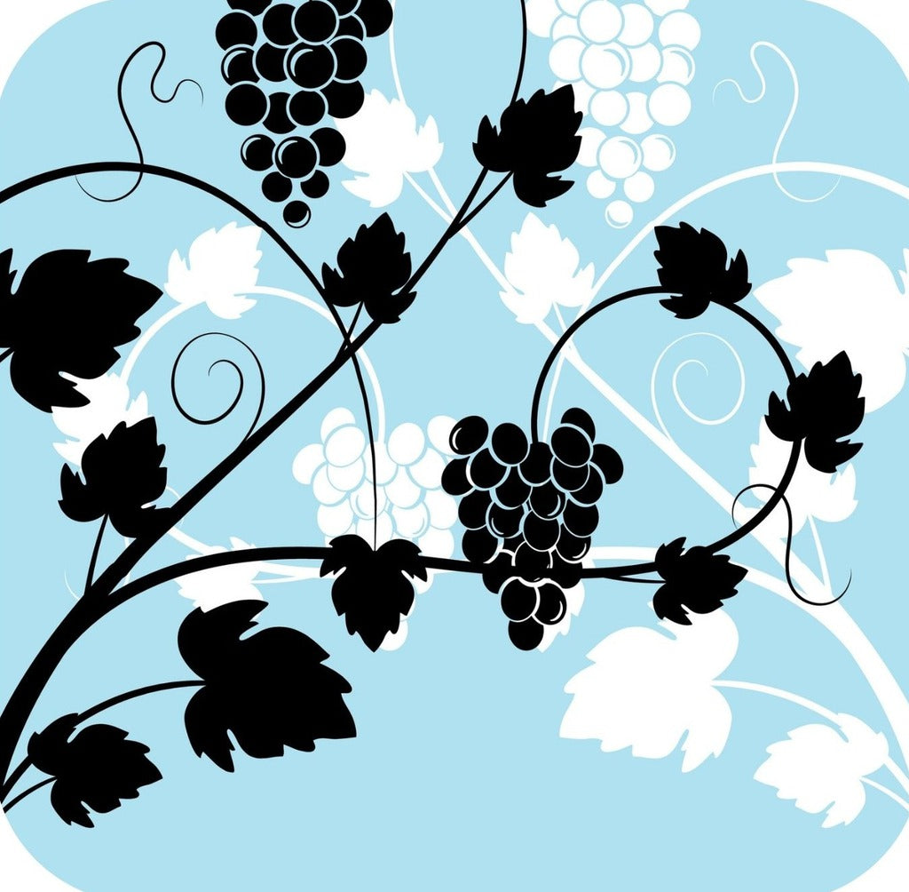 Grapes And Wine Pattern In Light Blue Black And Black V1 Premium Drink Coaster Resin With Cork Backing 261984 74969 261984